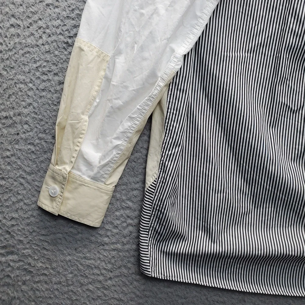 LAFAYETTE 148 New York Shirt Womens XS Multi Colorblock Striped Collar Button Up - Picture 9 of 11